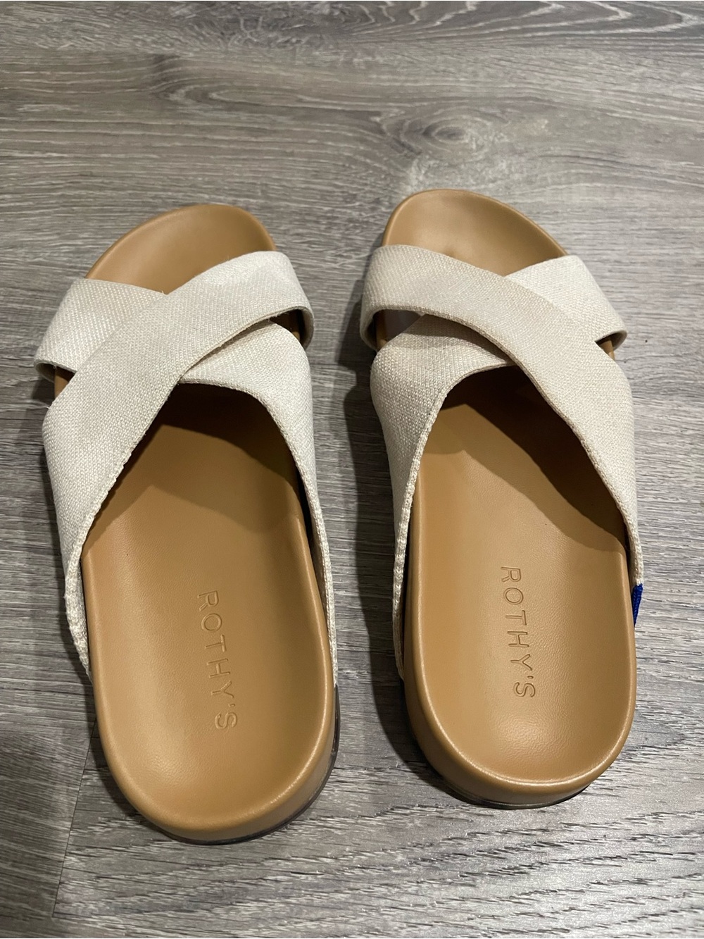 Rothy's Cream Cross-Strap Slide Sandals